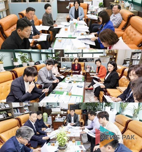 위부터 기획행정위원회 문화복지위원회 도시환경위원의 간담회 모습