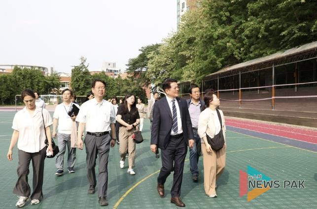 최대호 안양시장 근명중고 안양대 경계사면 민원현장 방문 사진