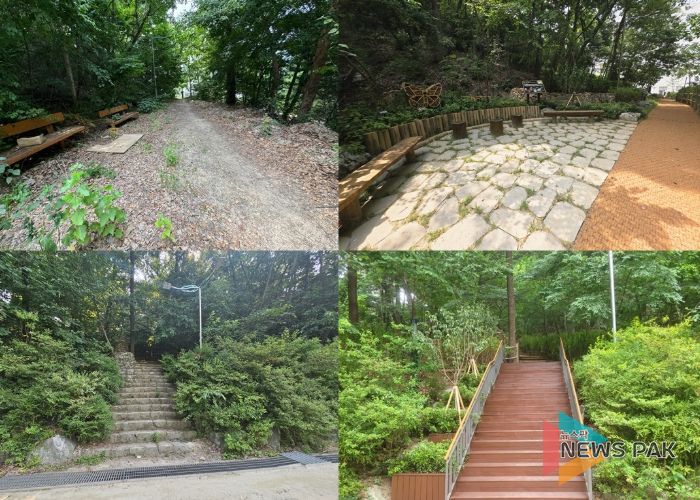 골안공원 생태학습장 및 수리산숲길 진입데크 시공 전후 사진