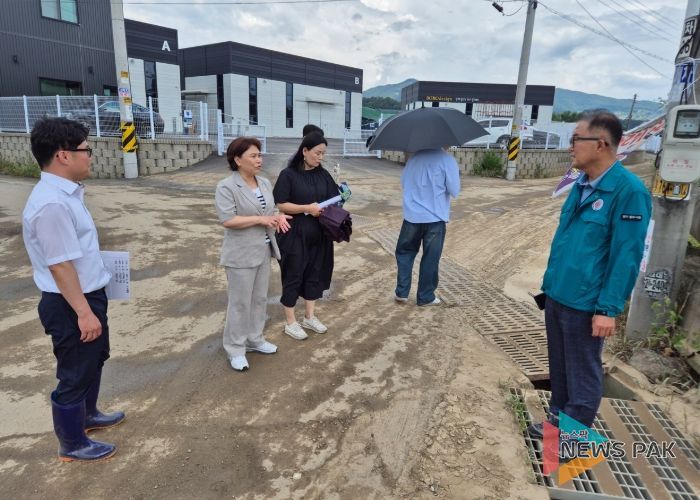 조예란 광주시의회 도시환경위원장, 추자동 침수 원인지 현장 점검