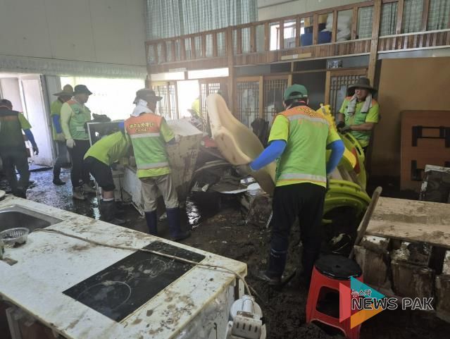 광주시 자율방재단, 가평군 집중호우 피해지역 긴급 복구 지원