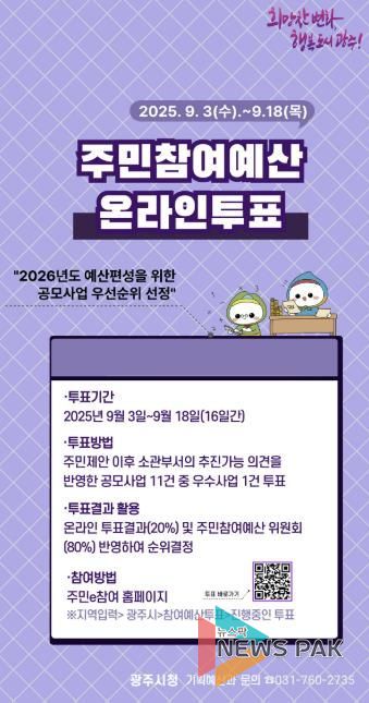 광주시, 2025년 주민 참여예산 온라인 투표 실시