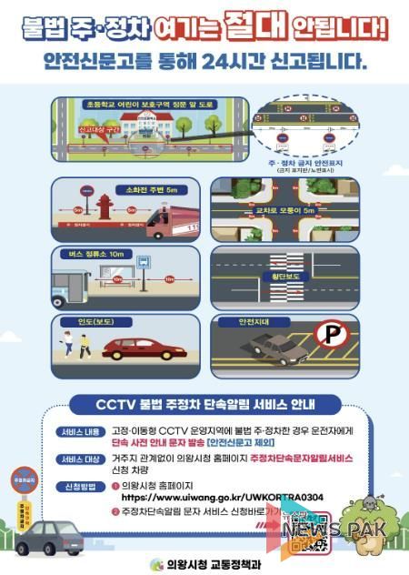 의왕시, 절대 주정차 금지구역, 단속 알림 서비스 적극 홍보