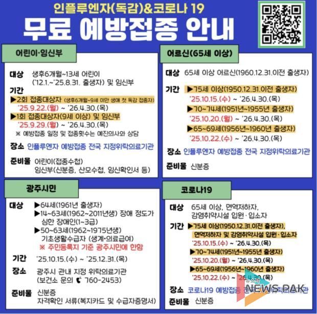 광주시, 인플루엔자 무료 예방접종 시행