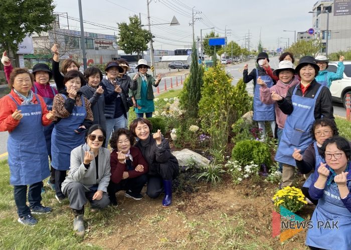 평택시 원평동 행복정원단, 교통섬 위 행복정원 조성
