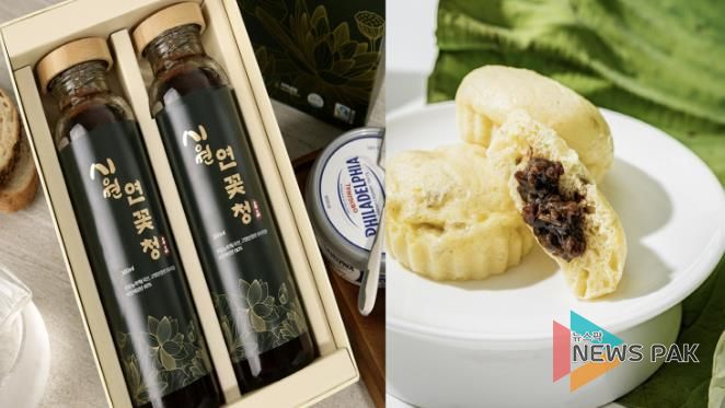 2025 시흥시 로컬-페어트레이드 제품개발(왼쪽이 연꽃청, 오른쪽이 연꽃빵)