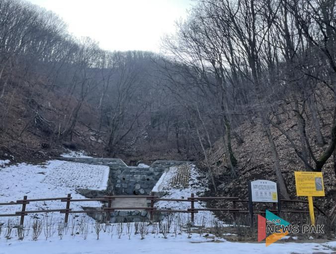 용인특례시가 산사태 등 자연재해 피해를 예방하기 위해 마련한 사방사업 공사 현장