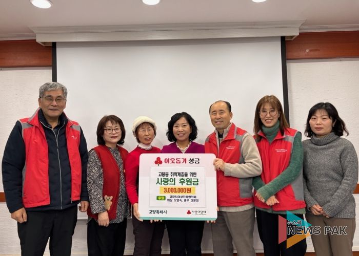 고양시여성단체협의회 회장 오영숙·총무 이문정, 고봉동에 성금 300만원 기탁