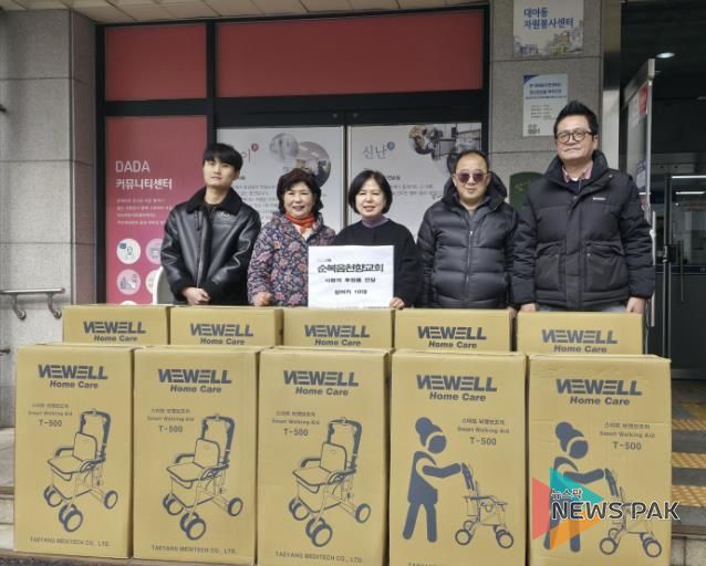 순복음천향교회, 시흥시 대야동 마을자치과에 실버카 10대 전달